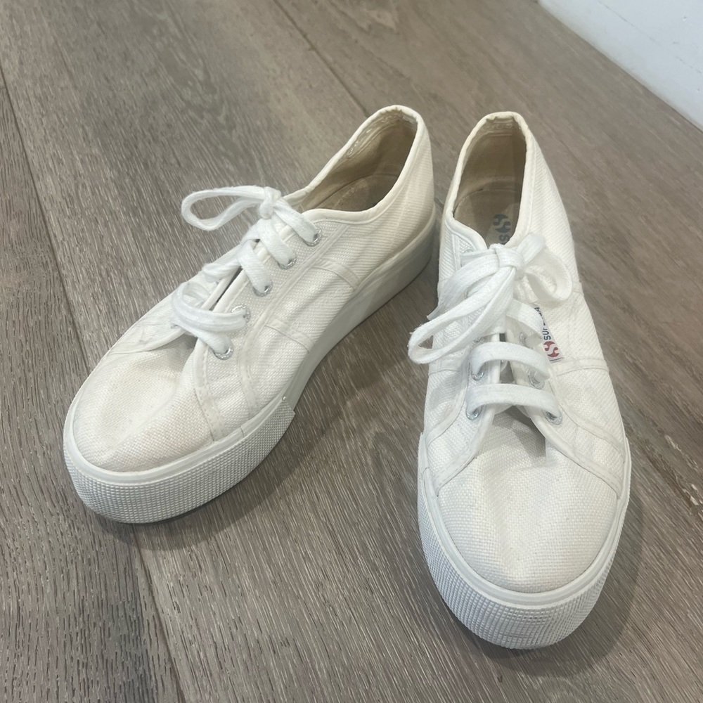 Superga platform white sneakers